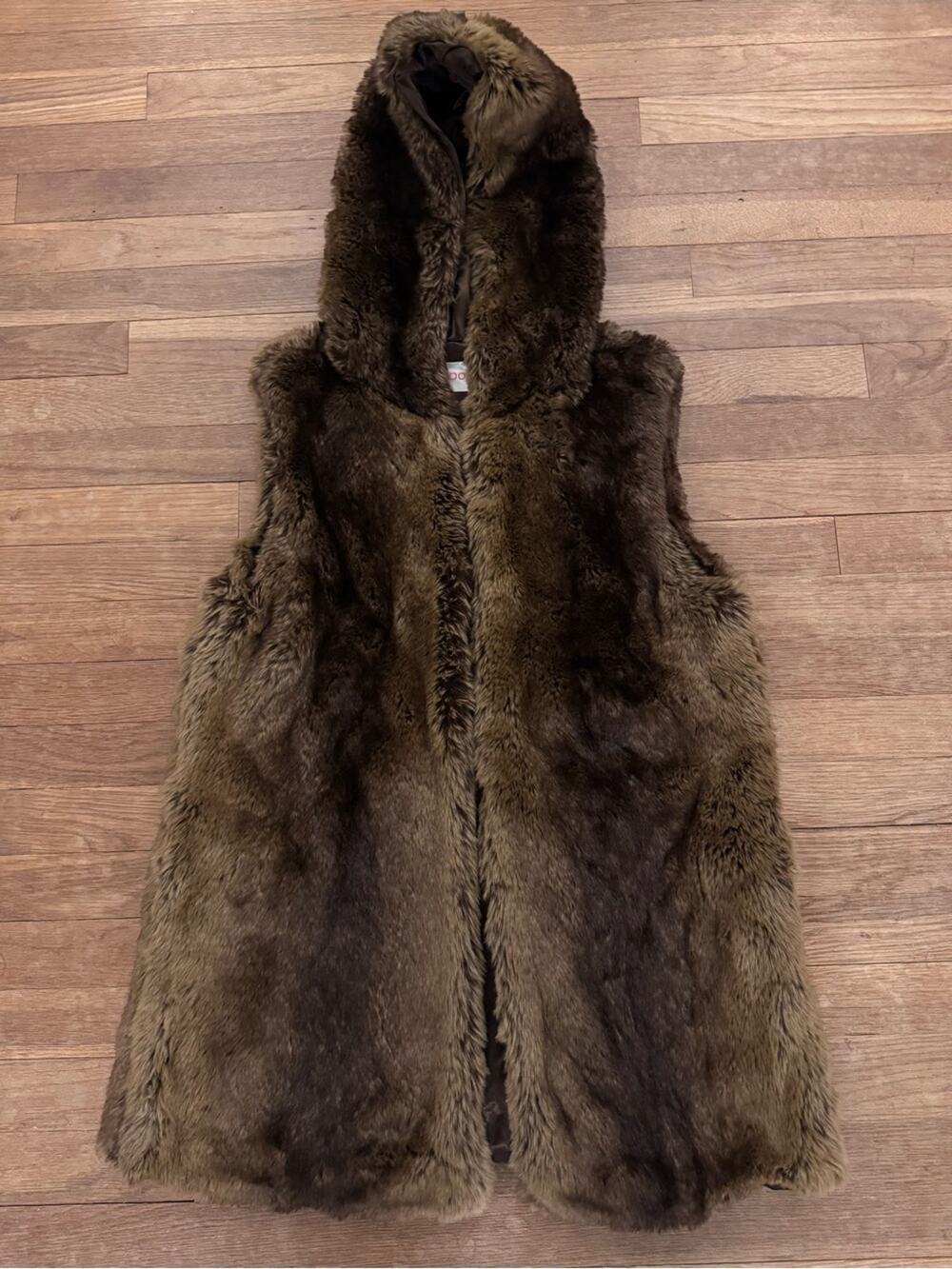 Moon Women's Brown Faux Fur Hooded Vest - Size S
b20